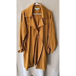 She & Sky Open Front Long‎ Open Front Lightweight Trench Coat Jacket Brown Sz L